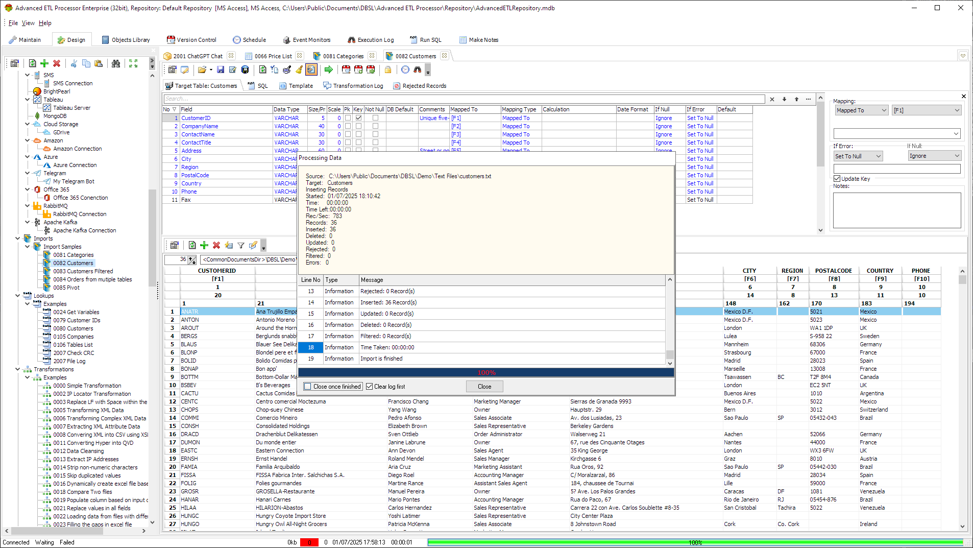 screenshot of Advanced ETL Processor
